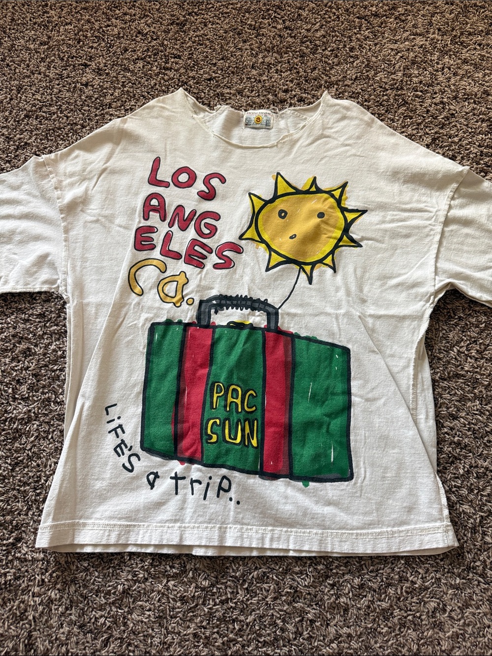 PacSun Kids' White 'Los Angeles' Graphic Tee with Sun & Suitcase